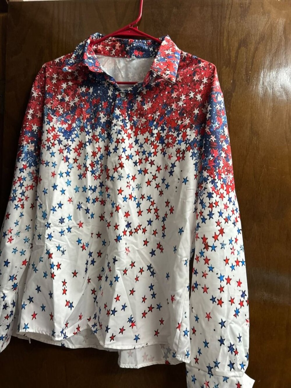 silky soft red white blue large shirt NEW